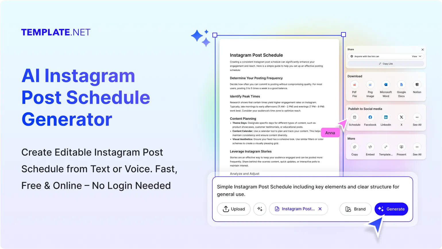Free AI Instagram Post Schedule Generator, Free AI Instagram Post Schedule Maker Online